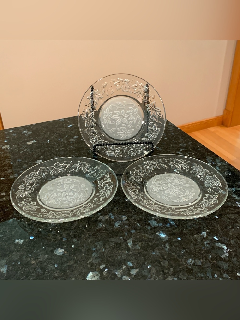 Vintage Princess House Fantasia #437 Crystal Glass 8” Lunch Plates Set of 3
